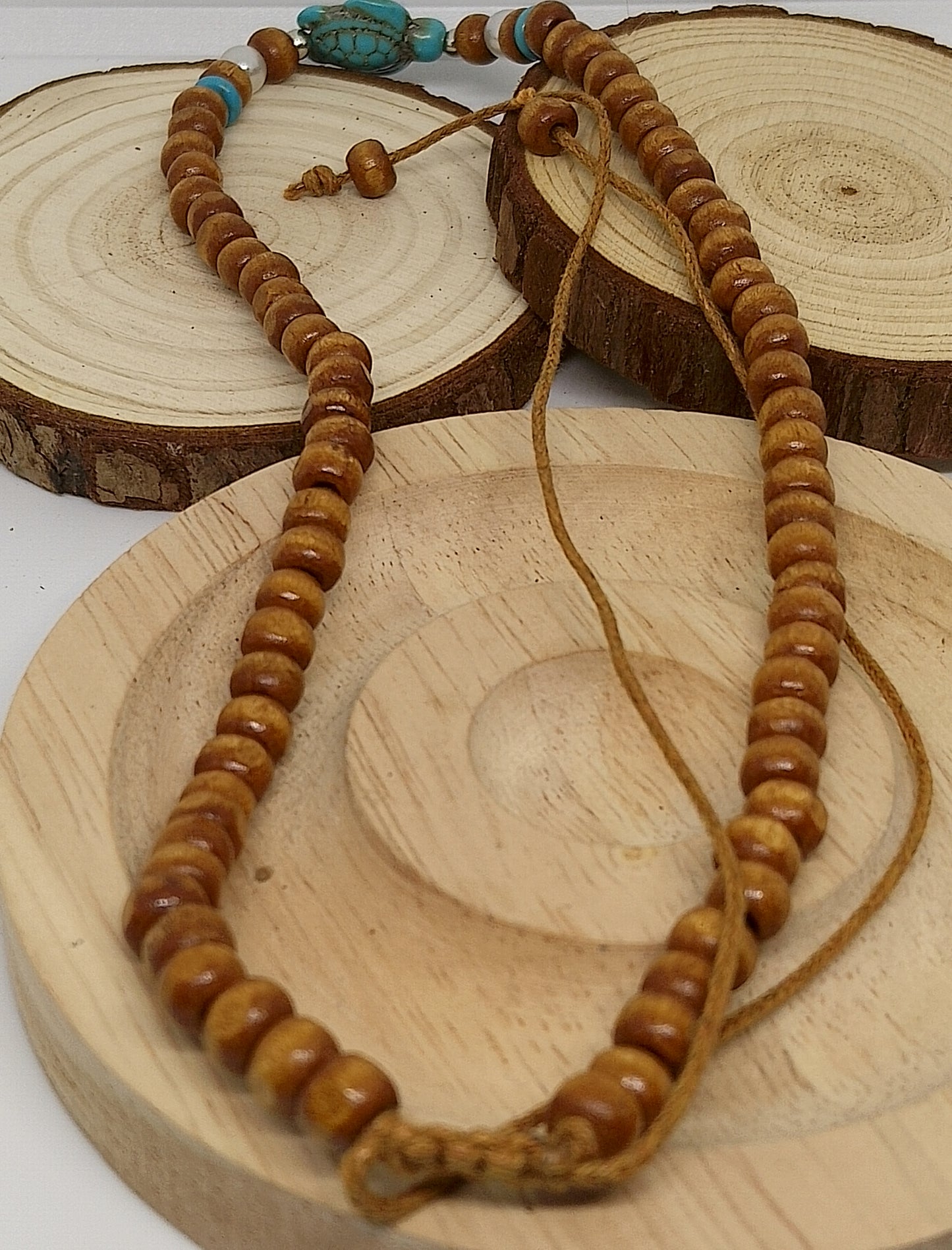 Collier et bracelet tortue en bois