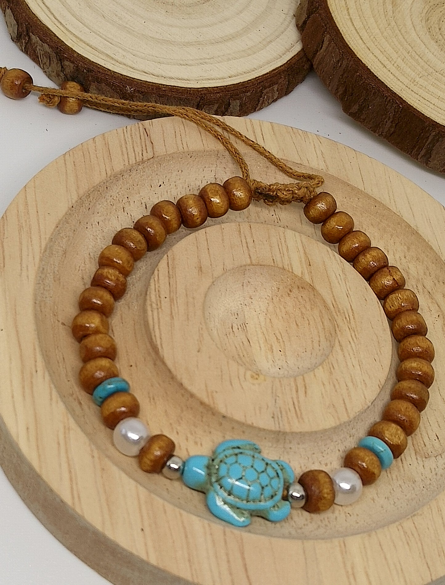 Collier et bracelet tortue en bois