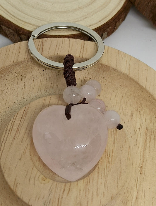 Porte clés en quartz rose