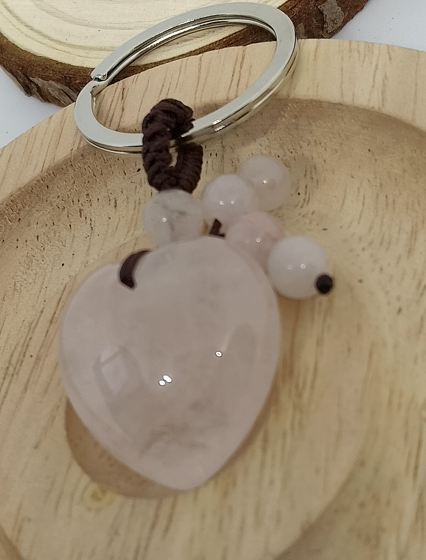 Porte clés en quartz rose