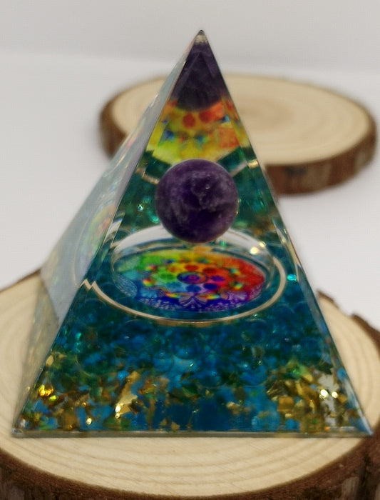 Pyramide orgonite améthyste