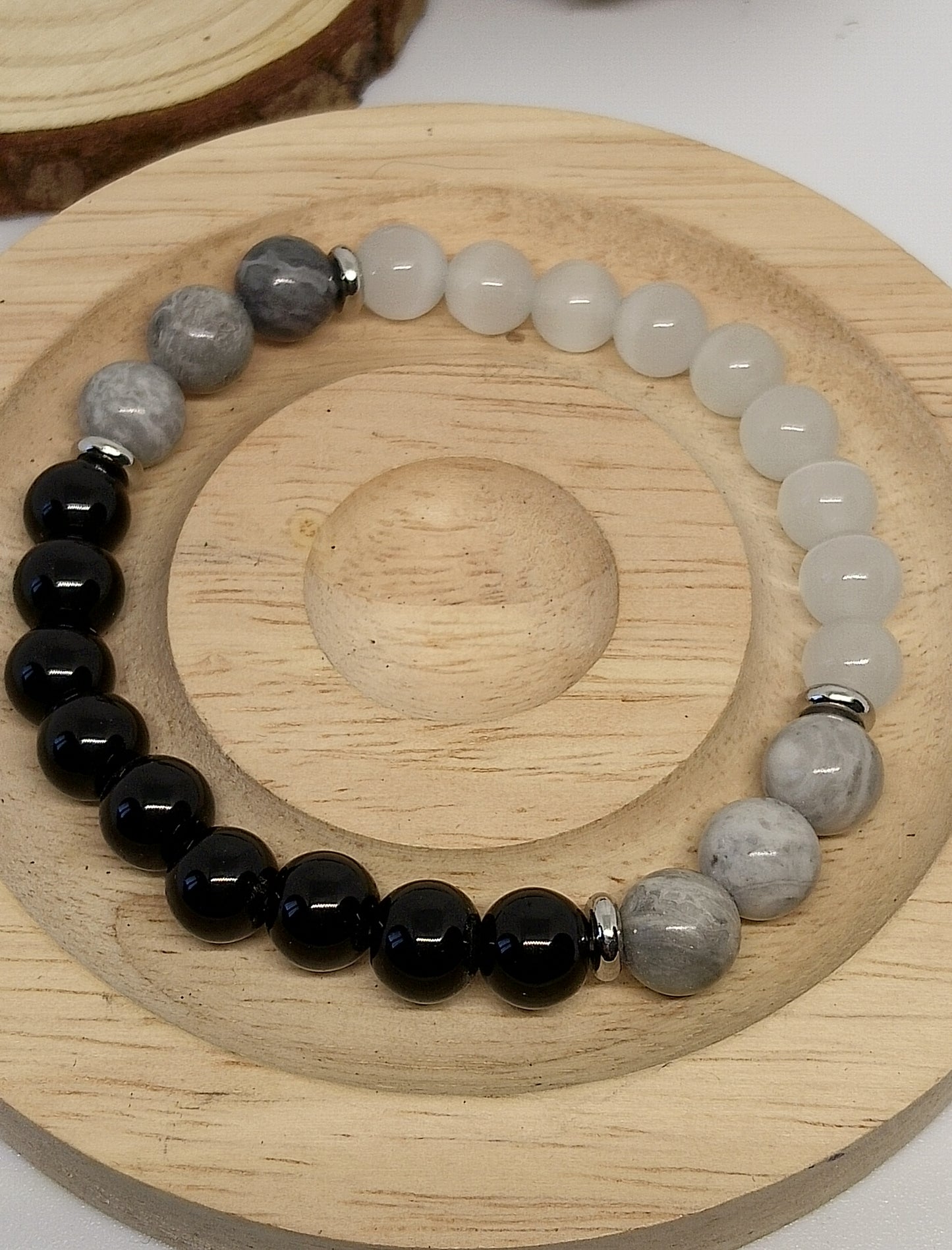 Bracelet en agate et quart œil de chat