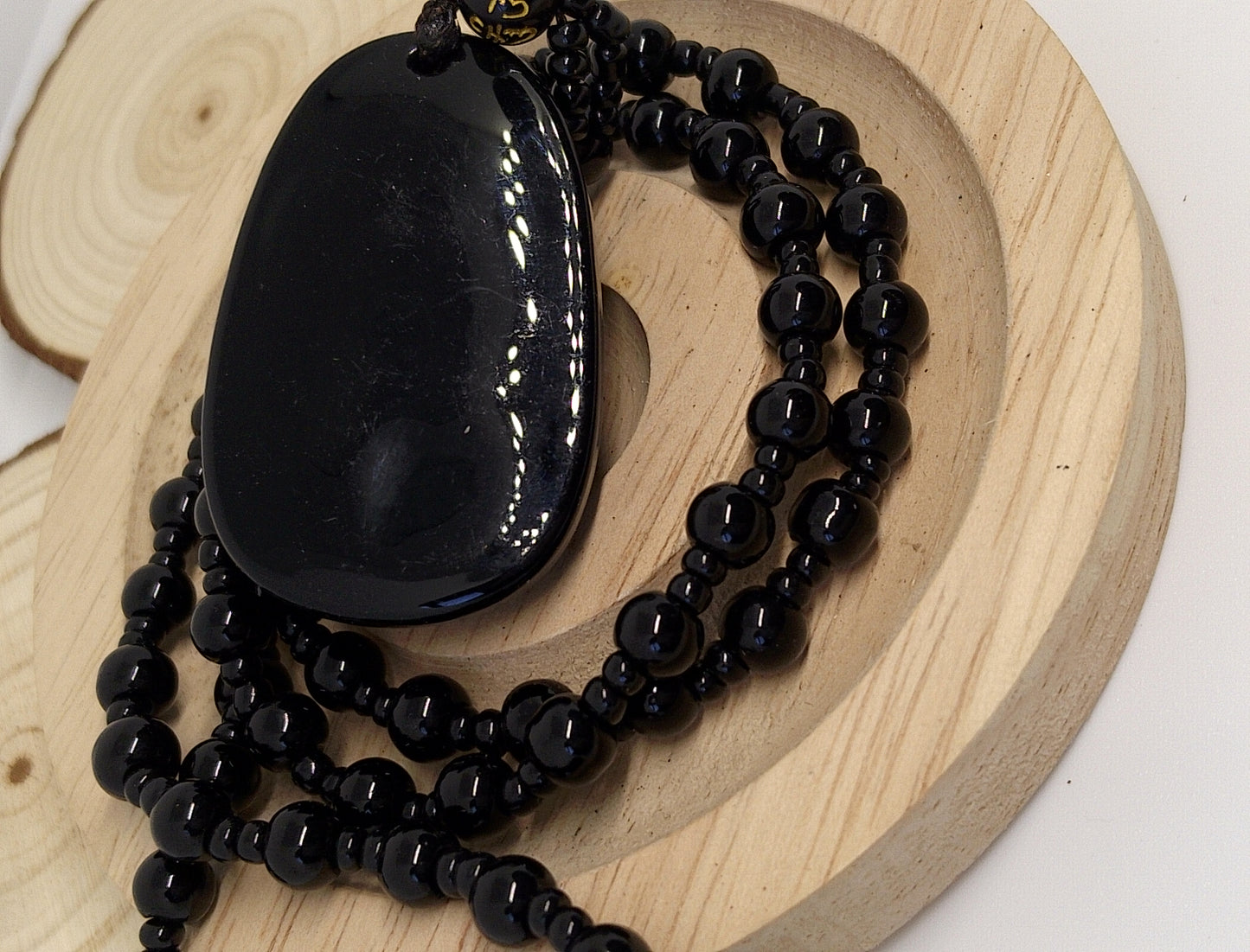 Collier bouddha en obsidienne