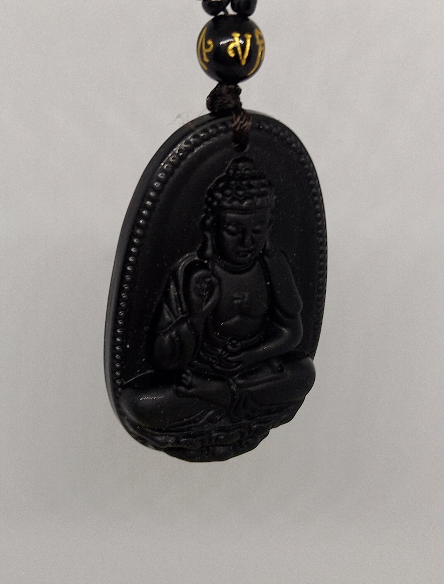 Collier bouddha en obsidienne