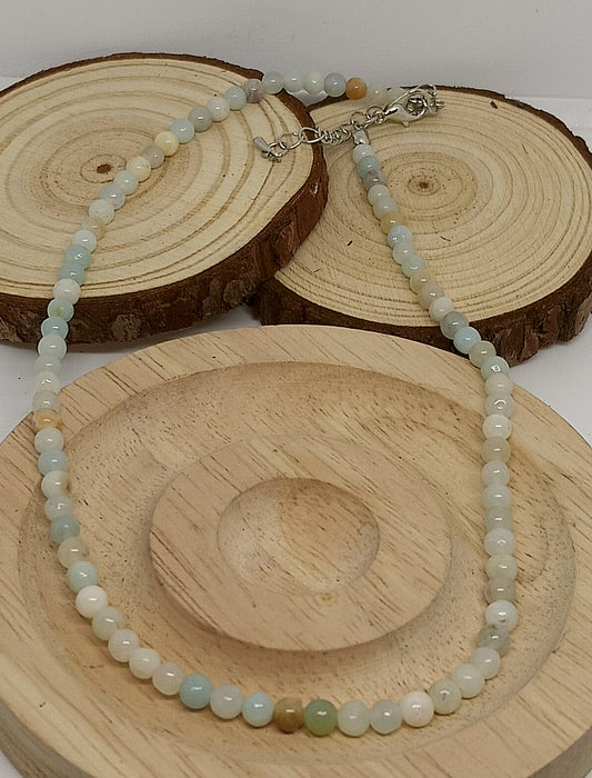 Collier amazonite givrée