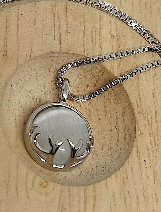 Collier en pierre de lune acier plaqué argent
