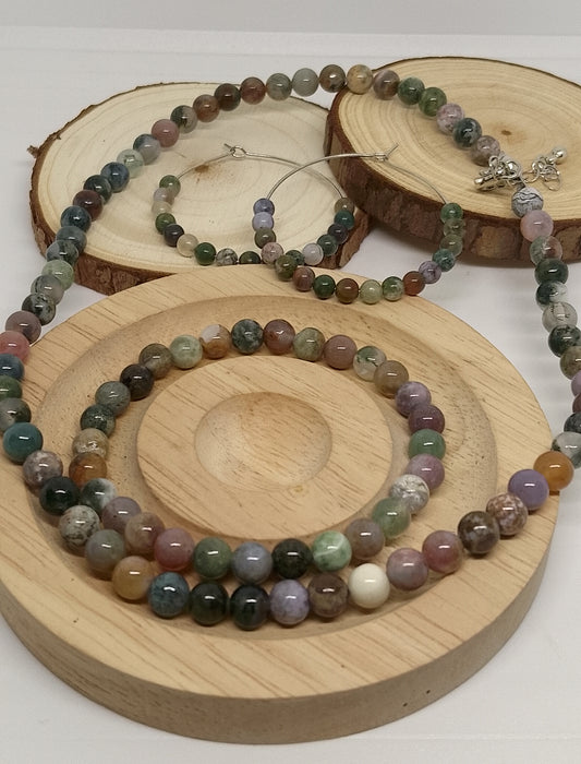 Ensemble en perles d'agate indienne de 6mm