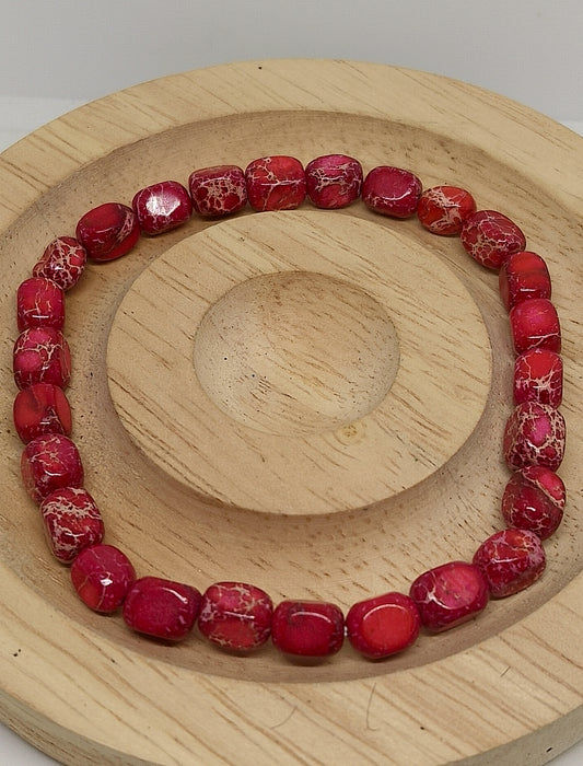 Bracelet en perles de jaspe rouge 6mm