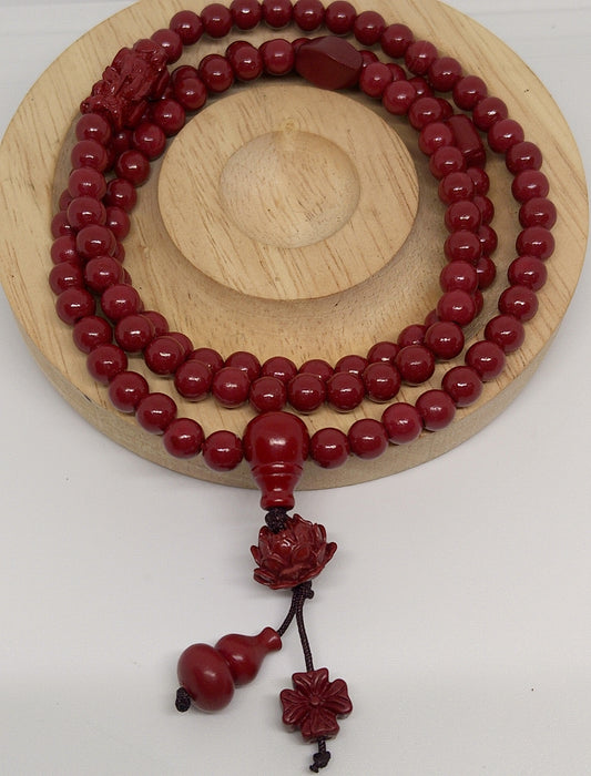 Collier Mala en cinabre 6mm