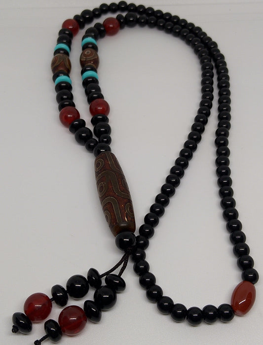 Collier mala en obsidienne