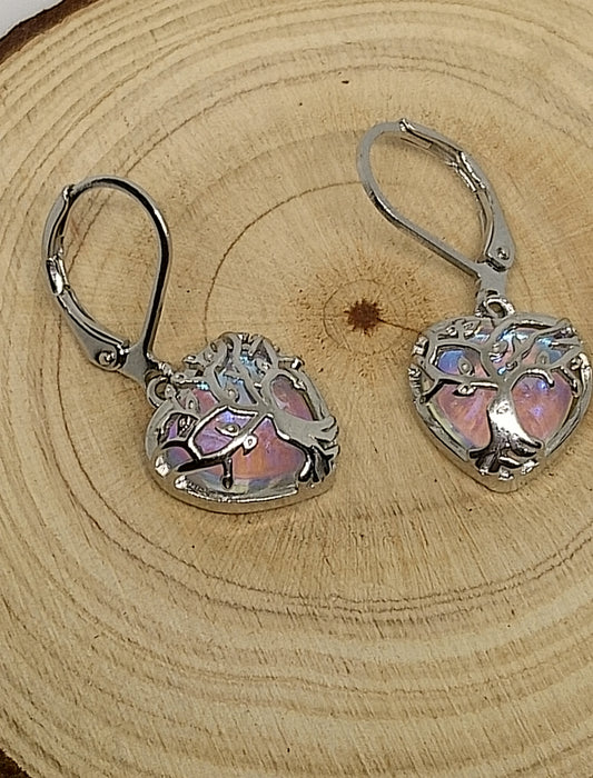 Boucles d'oreilles plaqué argent et pierre de lune
