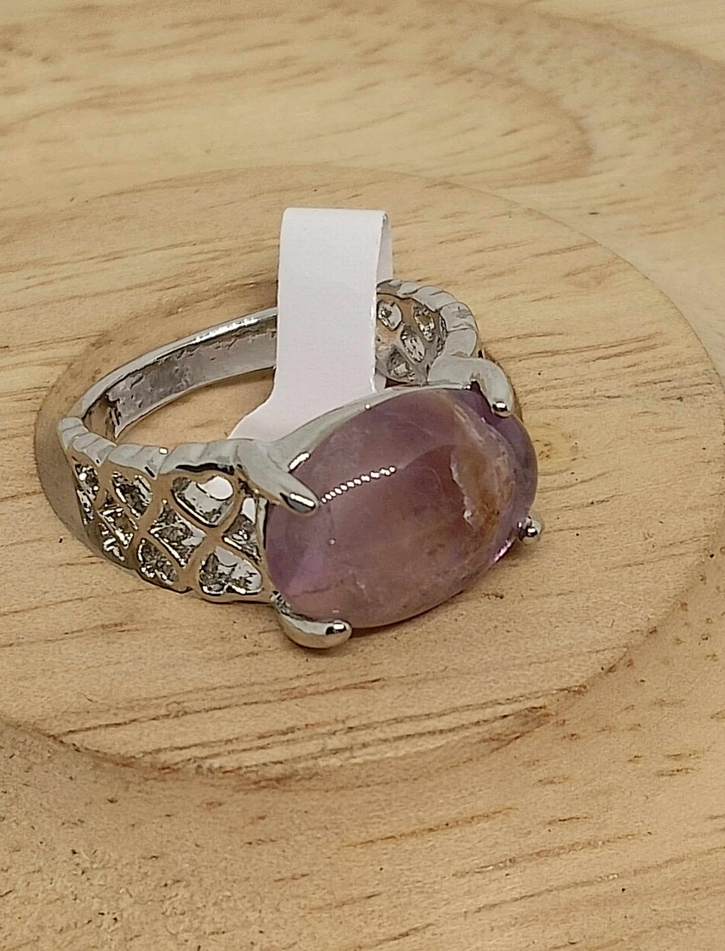 Bague en améthyste et acier inoxydable 18mm