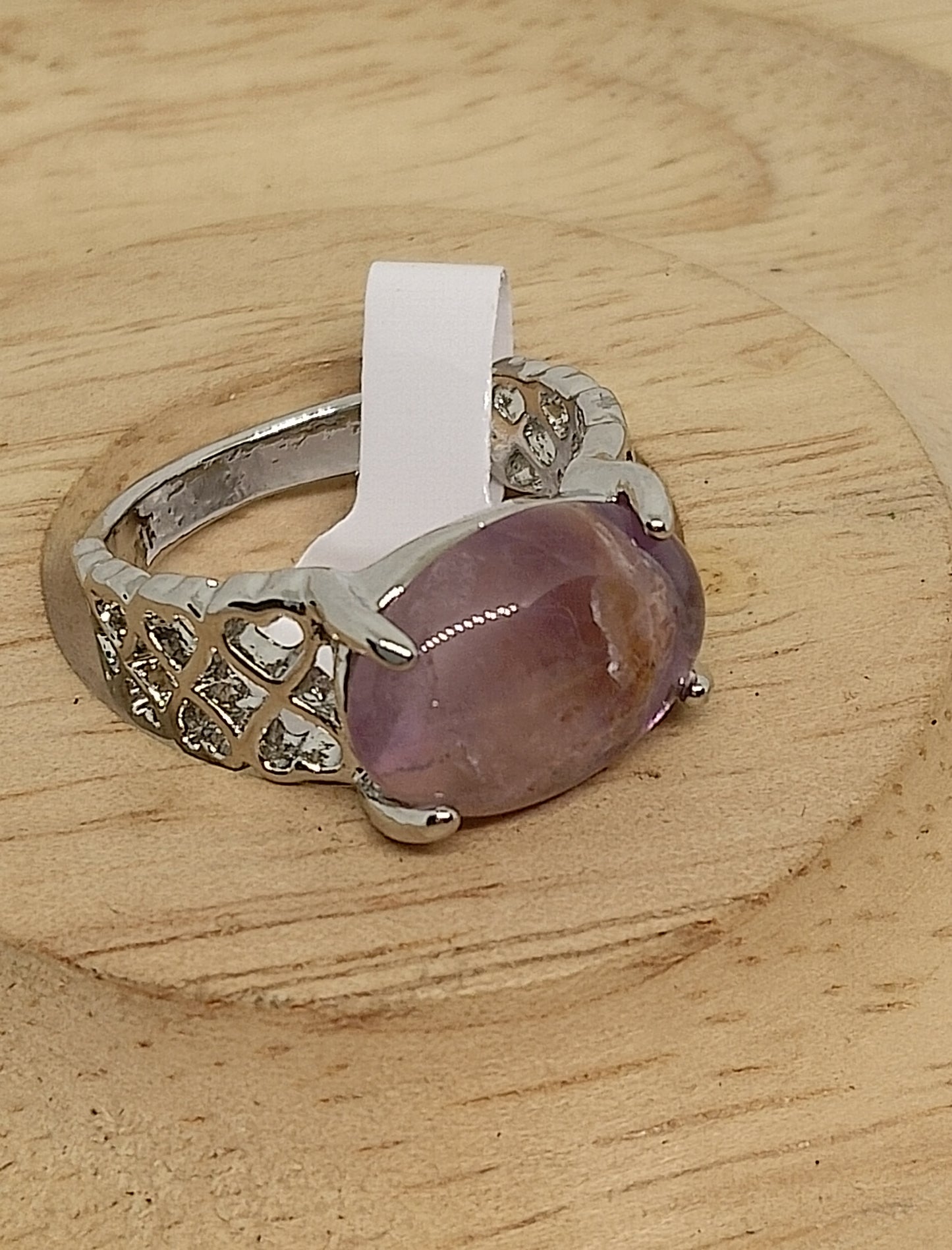 Bague en améthyste et acier inoxydable 18mm