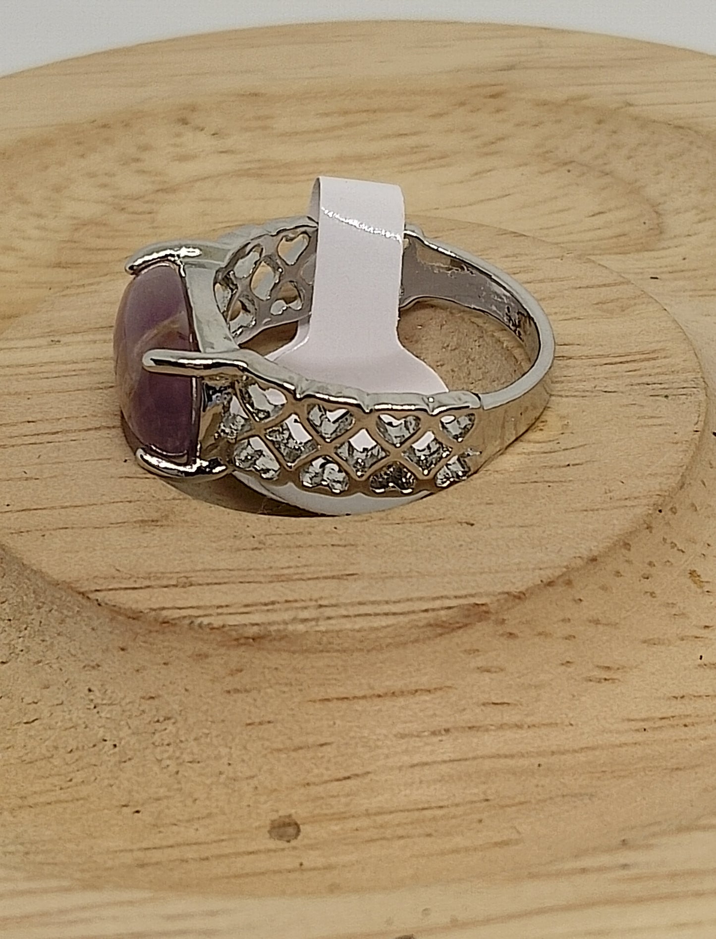 Bague en améthyste et acier inoxydable 18mm