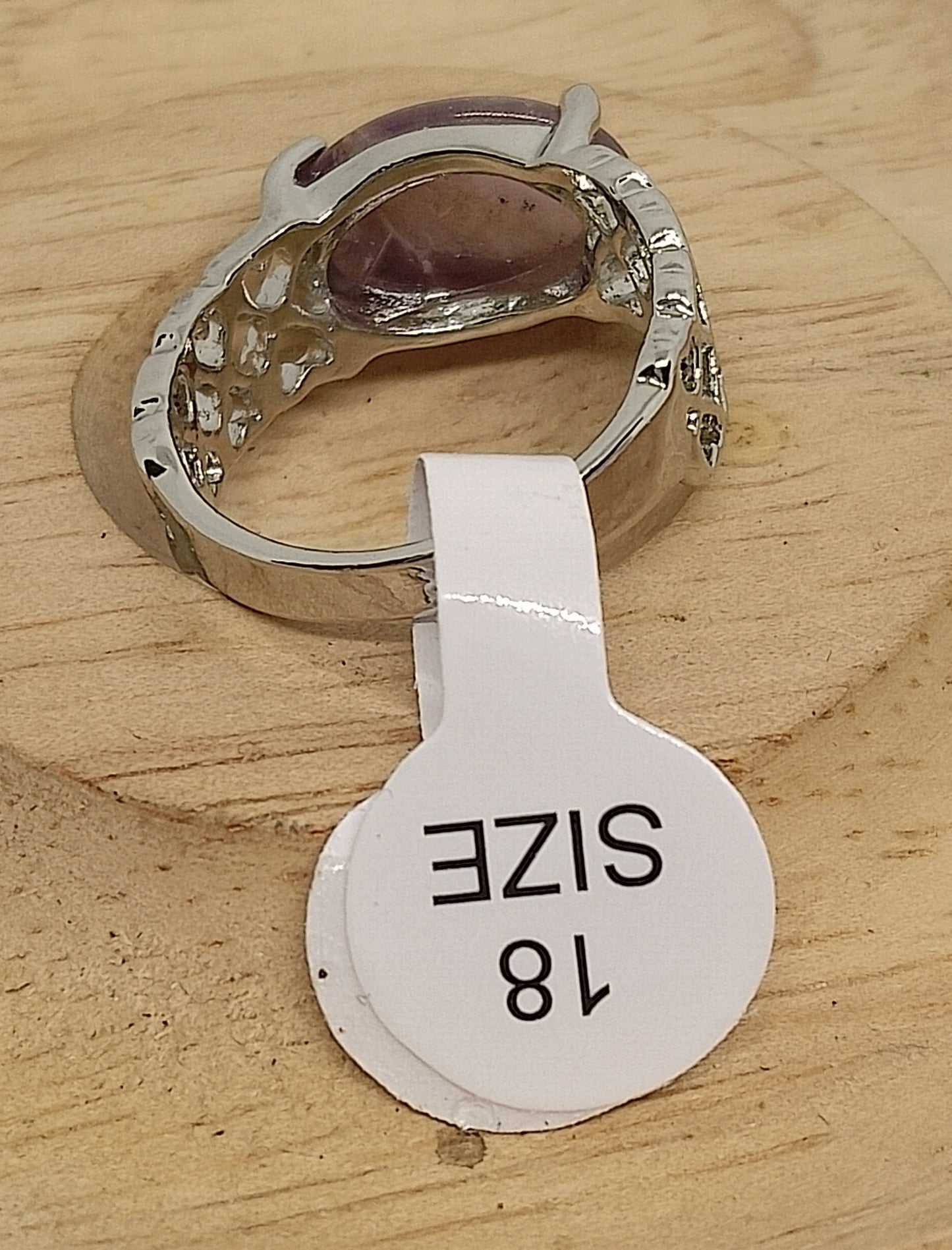 Bague en améthyste et acier inoxydable 18mm