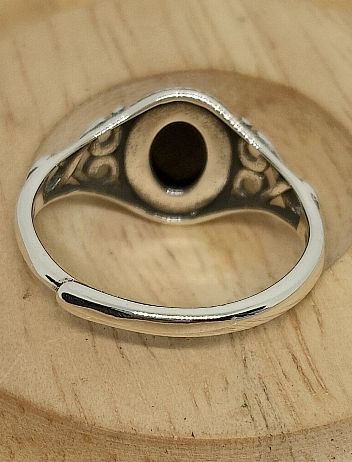Bague en argent sterling et agate noire 18mm