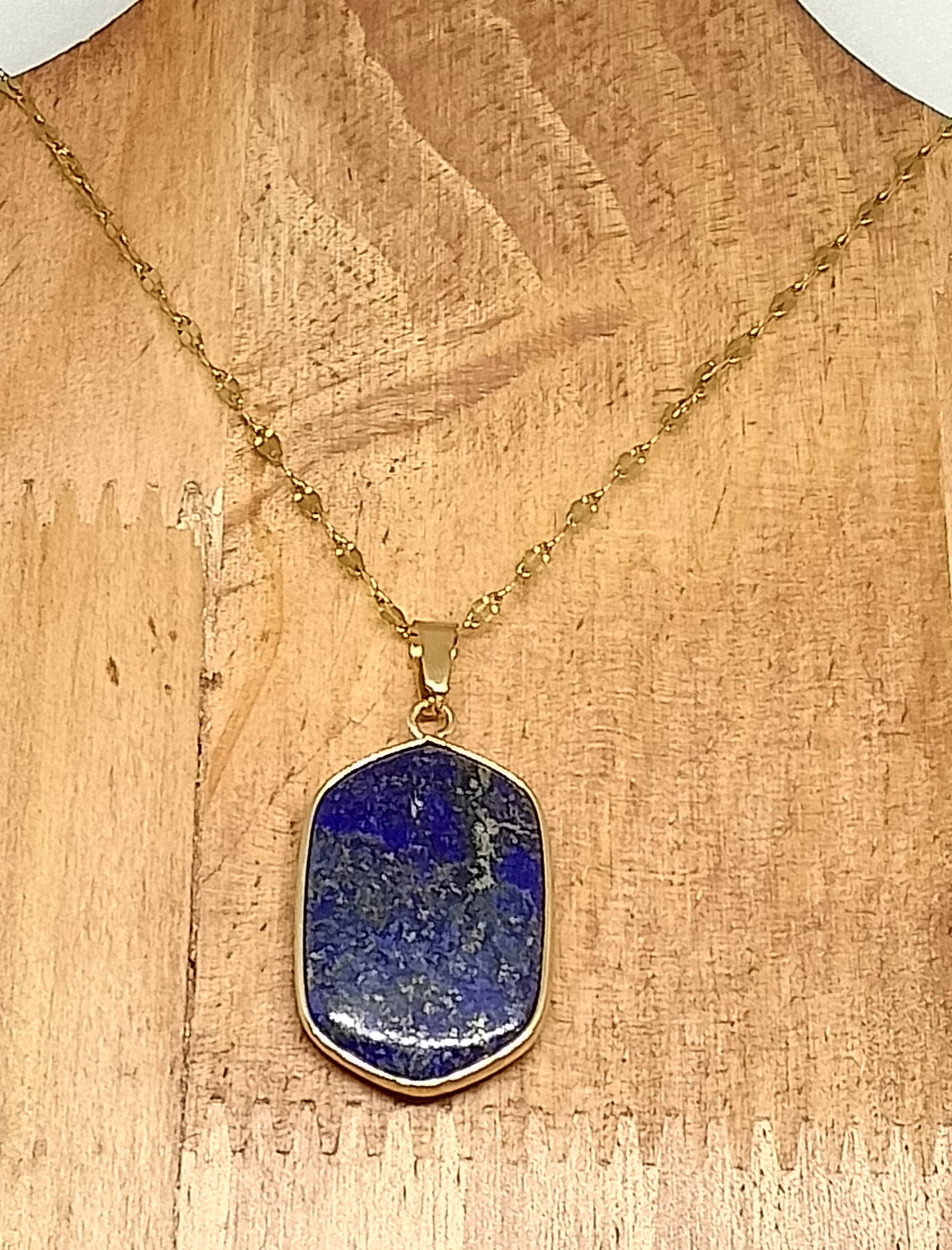 Collier et boucles d'oreilles en lapis lazuli et acier inoxydable