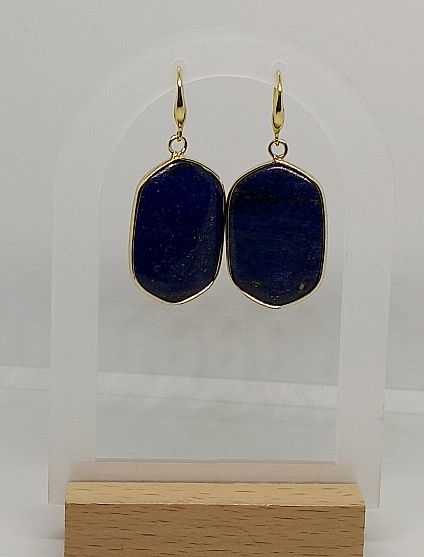 Collier et boucles d'oreilles en lapis lazuli et acier inoxydable