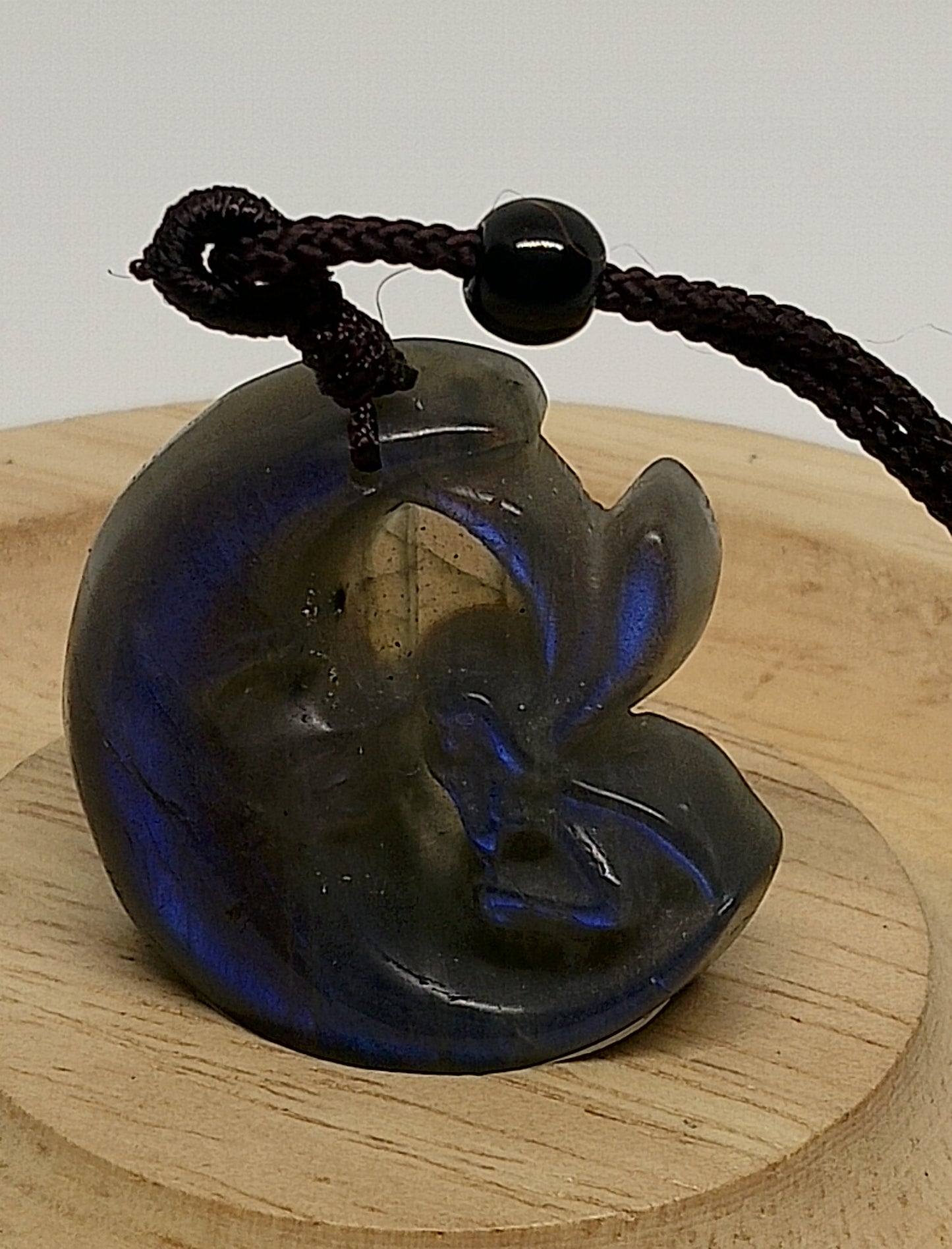 Collier lune et fée en pierre de labradorite