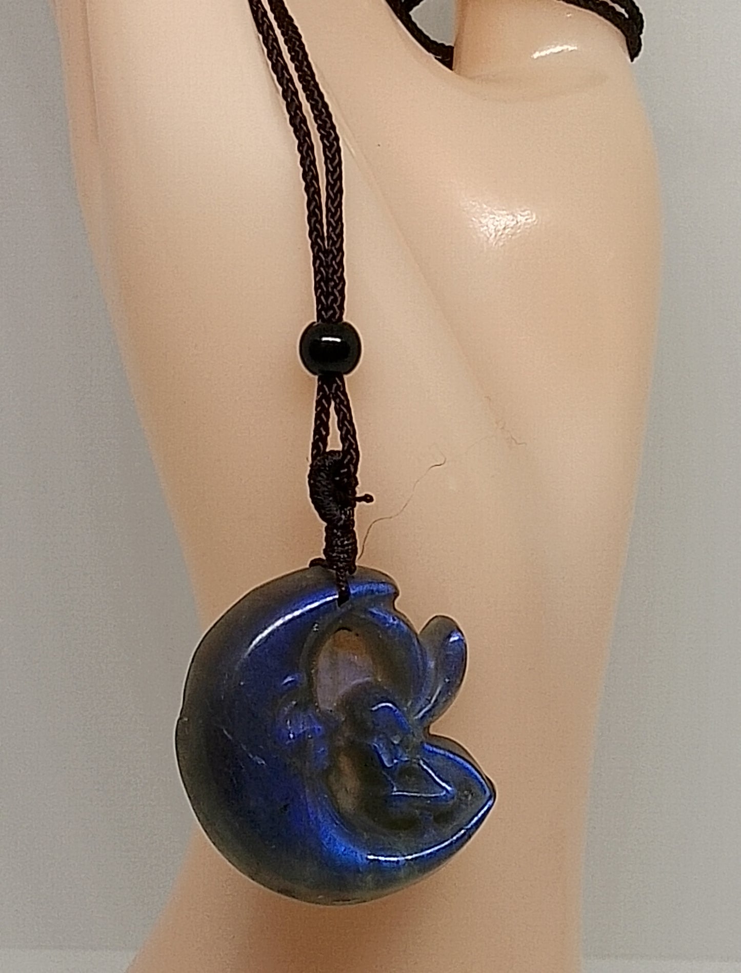 Collier lune et fée en pierre de labradorite