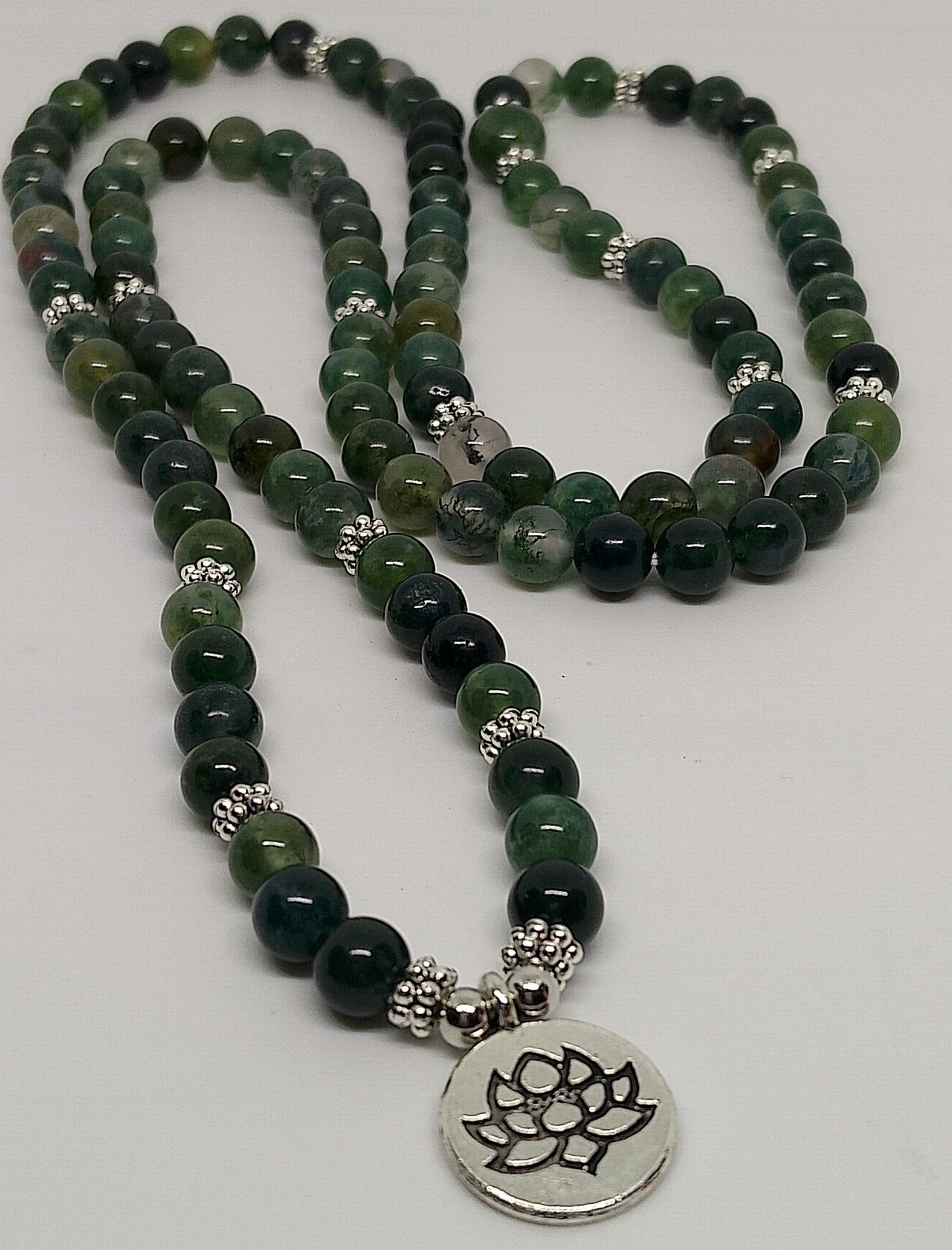 Collier Mala en agate aquatique 6mm