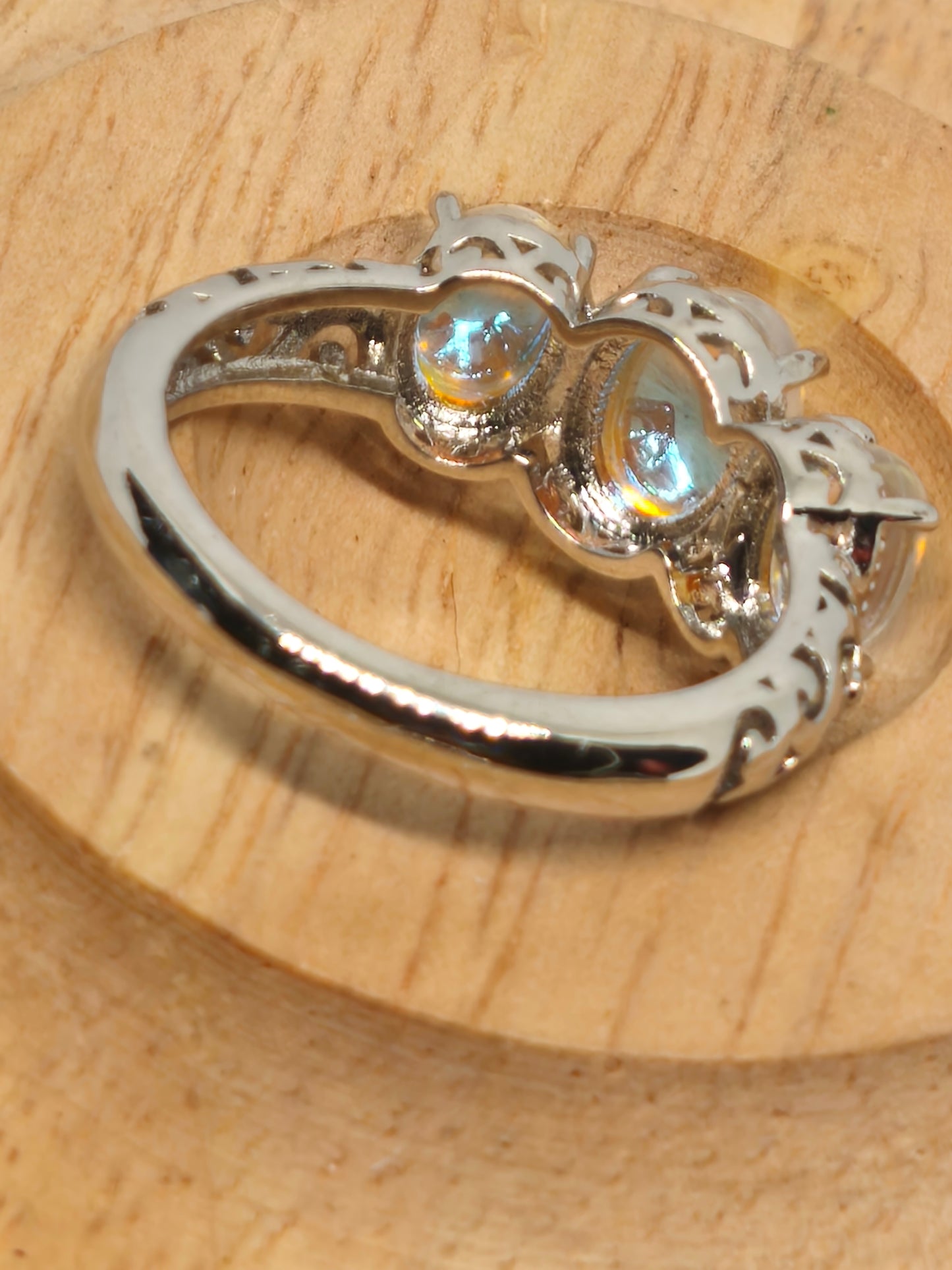 Bague en argent et pierre de lune, 18mm