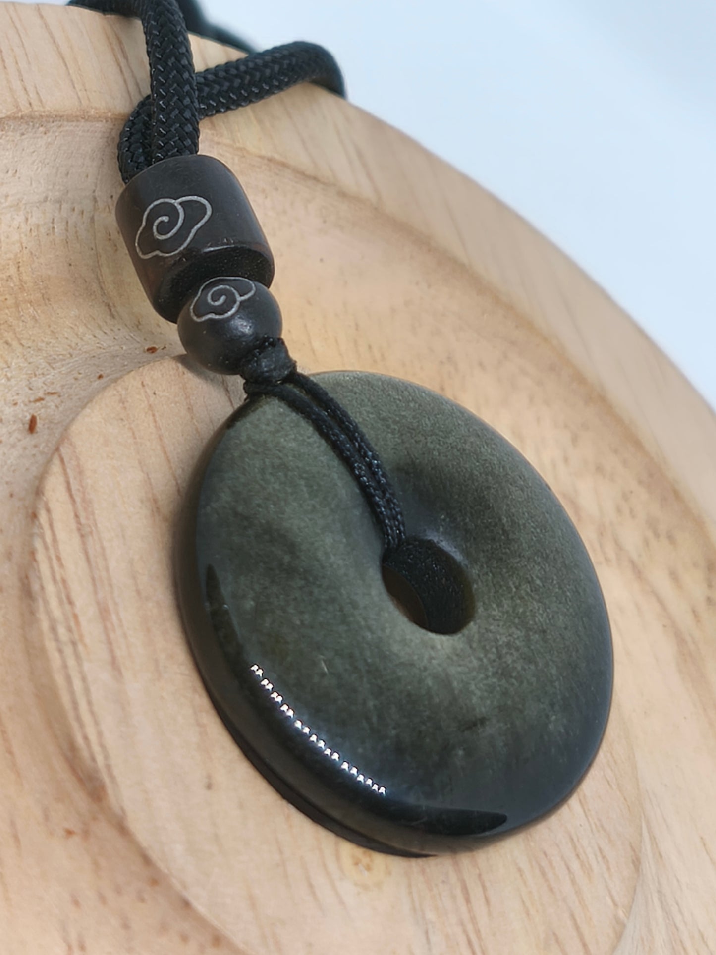 Collier donuts en obsidienne dorée