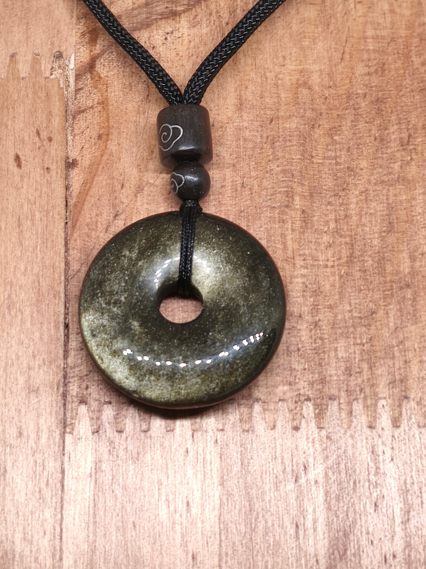 Collier donuts en obsidienne dorée