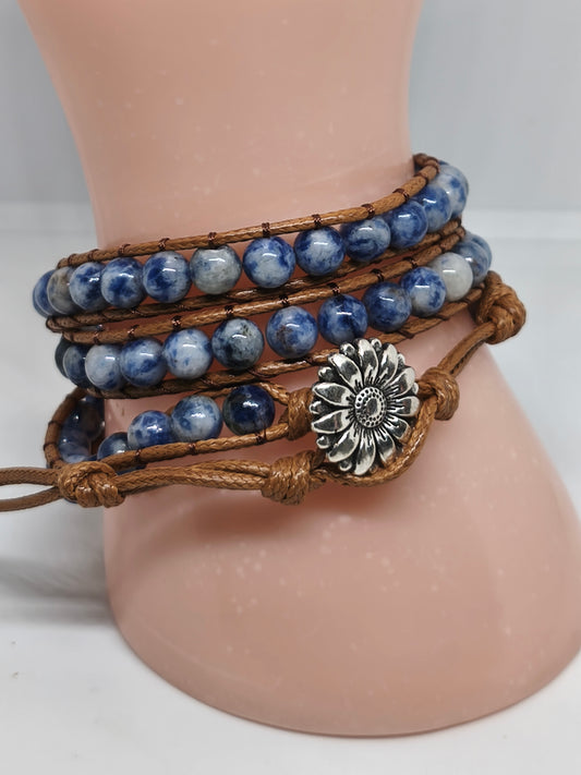 Bracelet enveloppant en sodalite 6mm