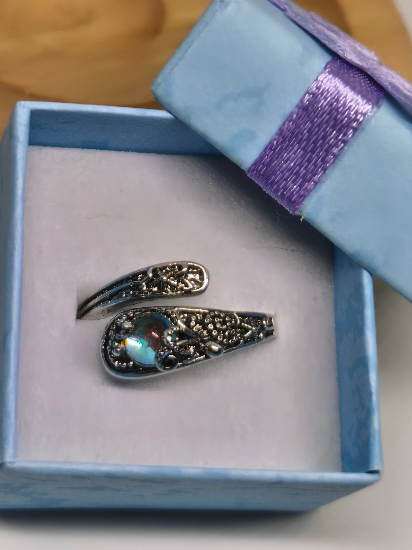 Bague cuillère en argent sterling et pierre de lune