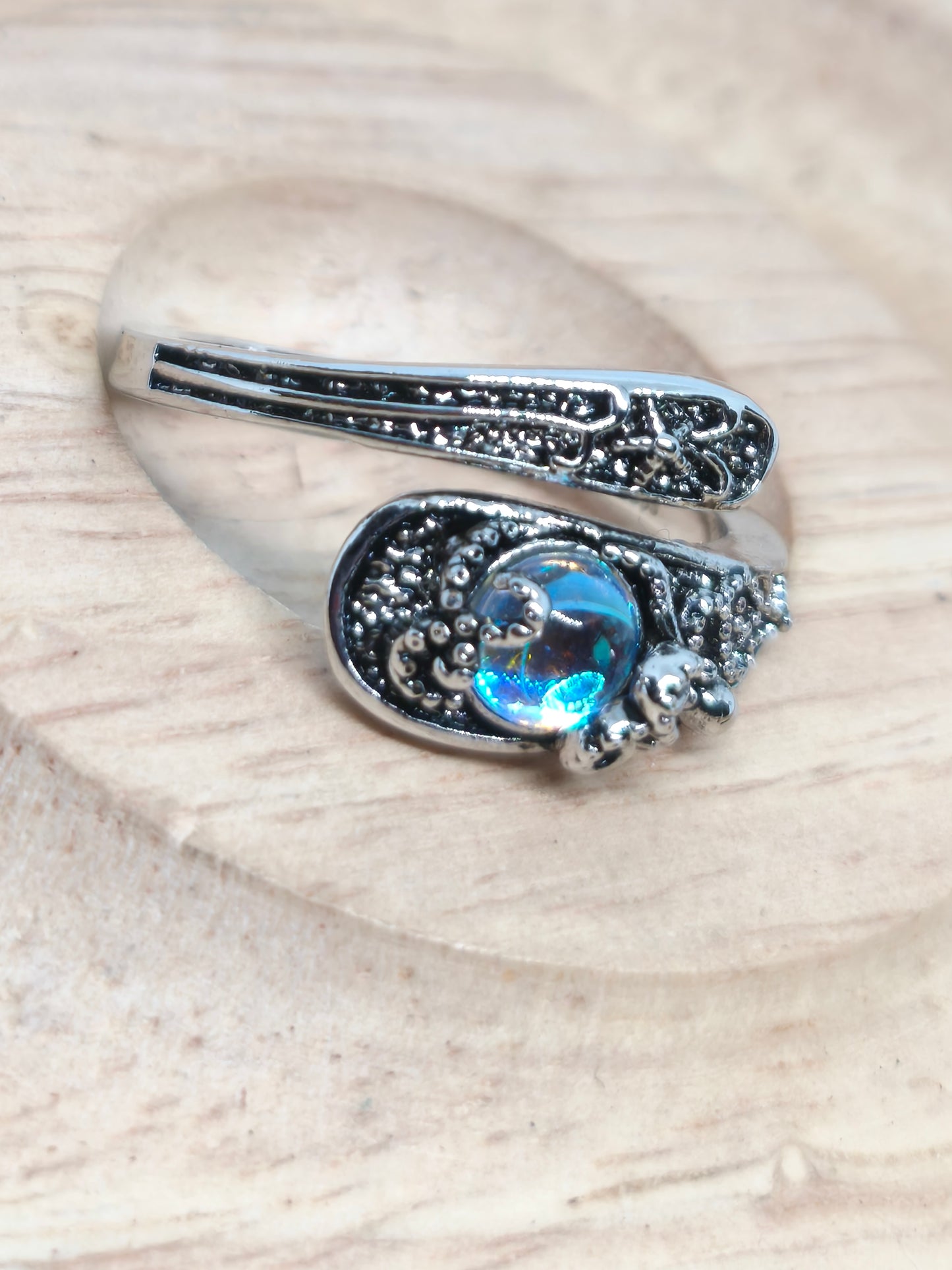 Bague cuillère en argent sterling et pierre de lune