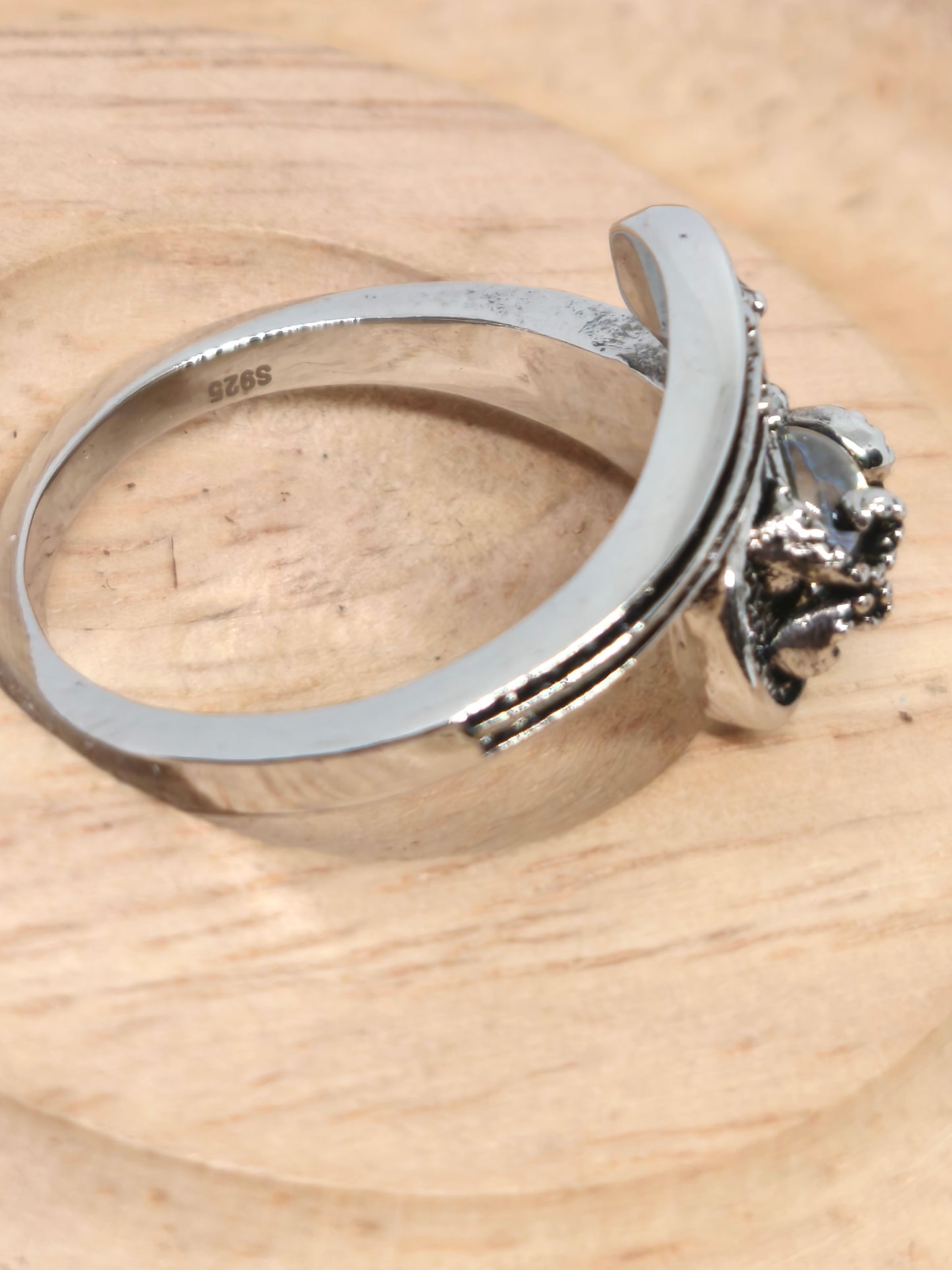 Bague cuillère en argent sterling et pierre de lune