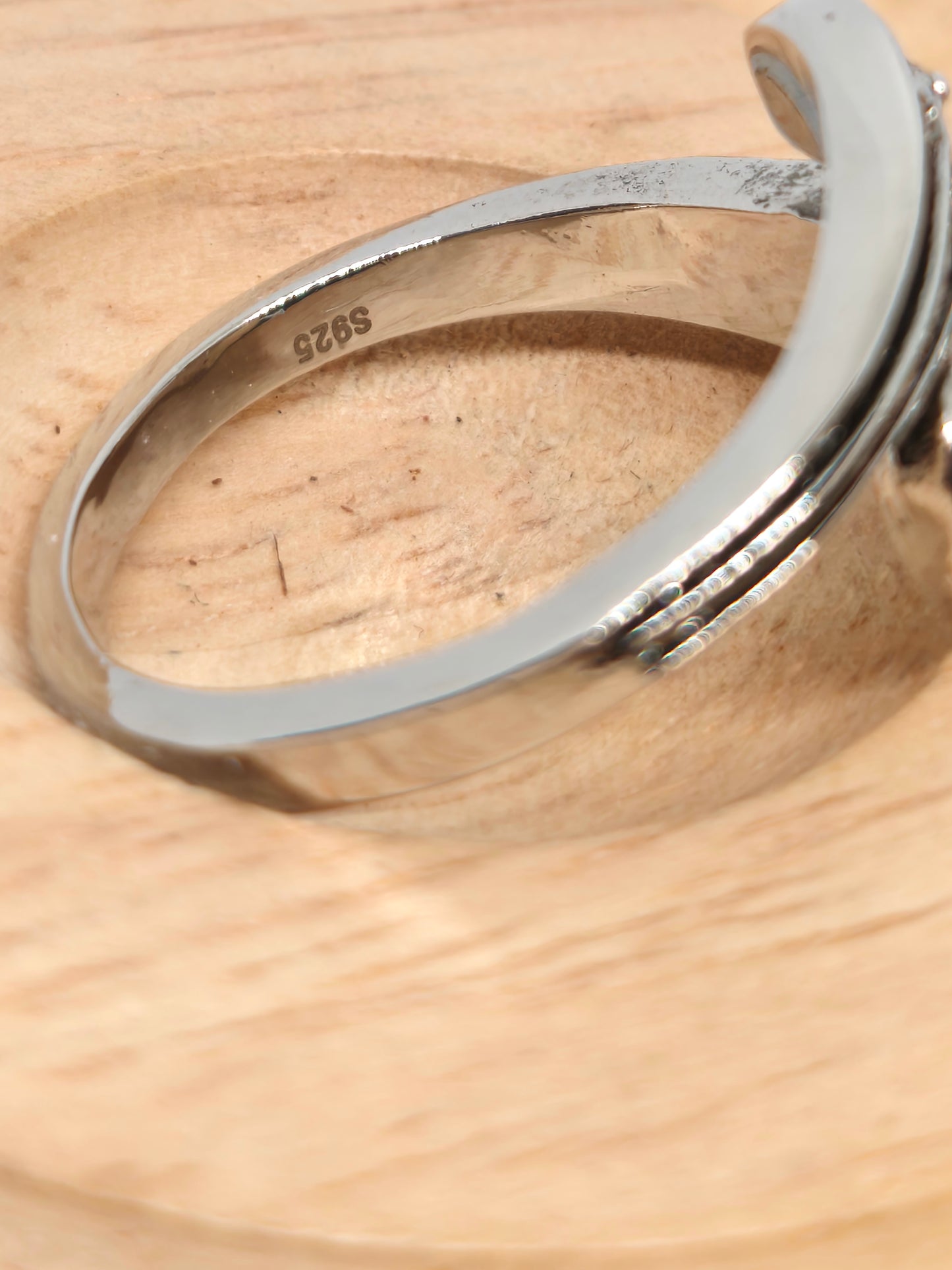 Bague cuillère en argent sterling et pierre de lune