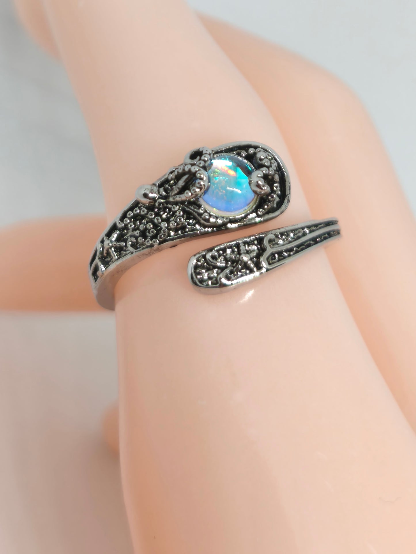 Bague cuillère en argent sterling et pierre de lune