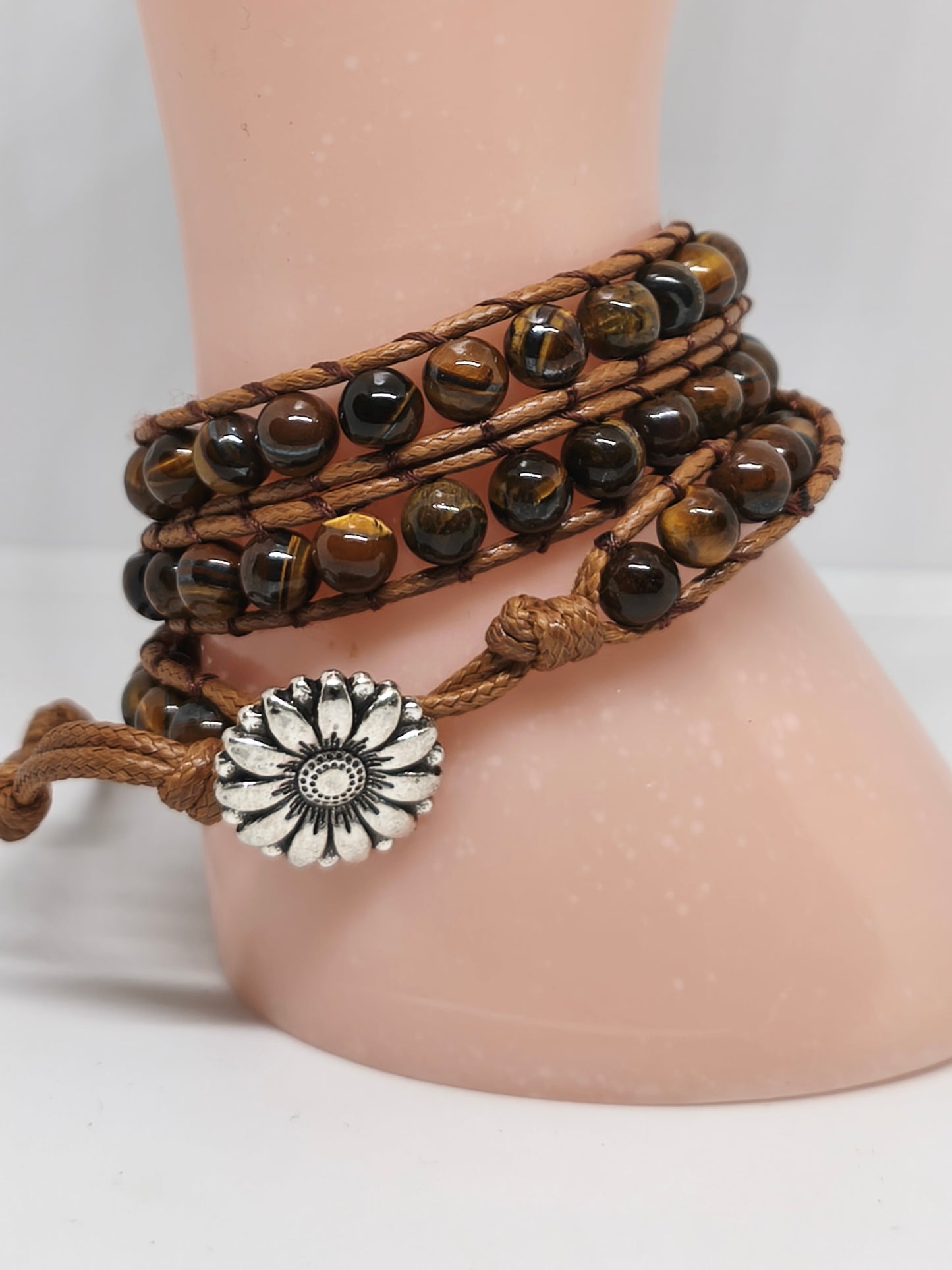 Bracelet enveloppant en oeil de tigre 6mm