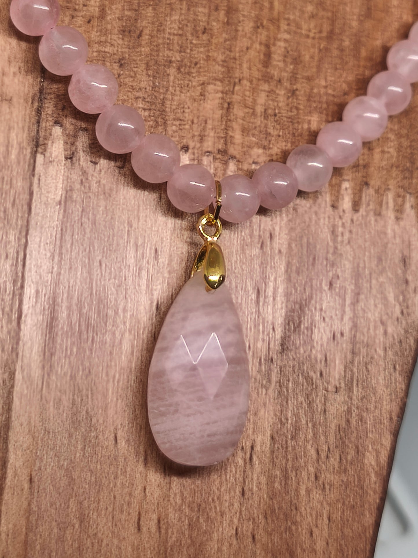 Collier quartz rose 4mm