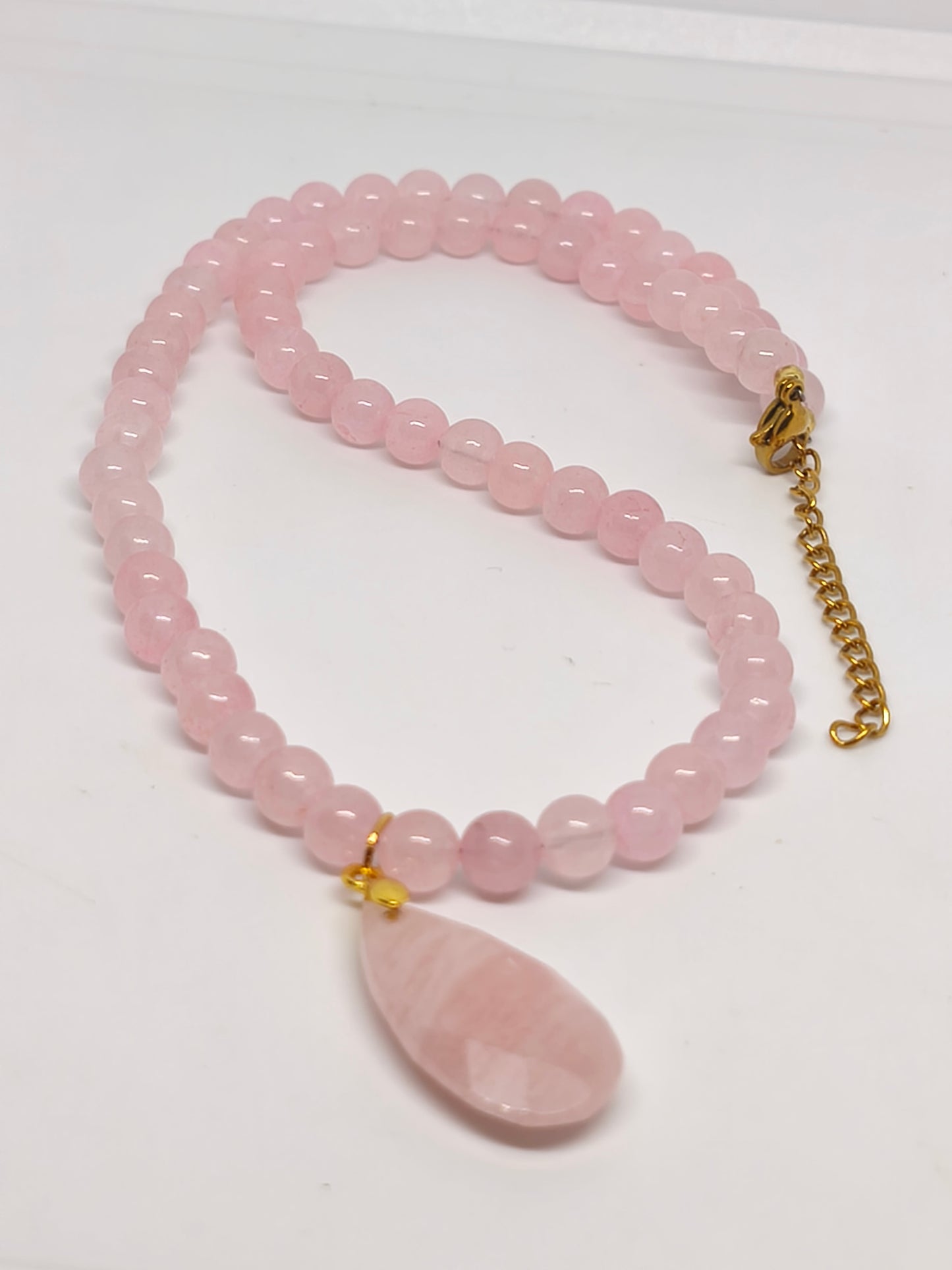 Collier quartz rose 4mm