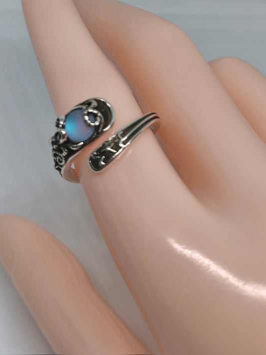 Bague cuillère en argent sterling et pierre de lune