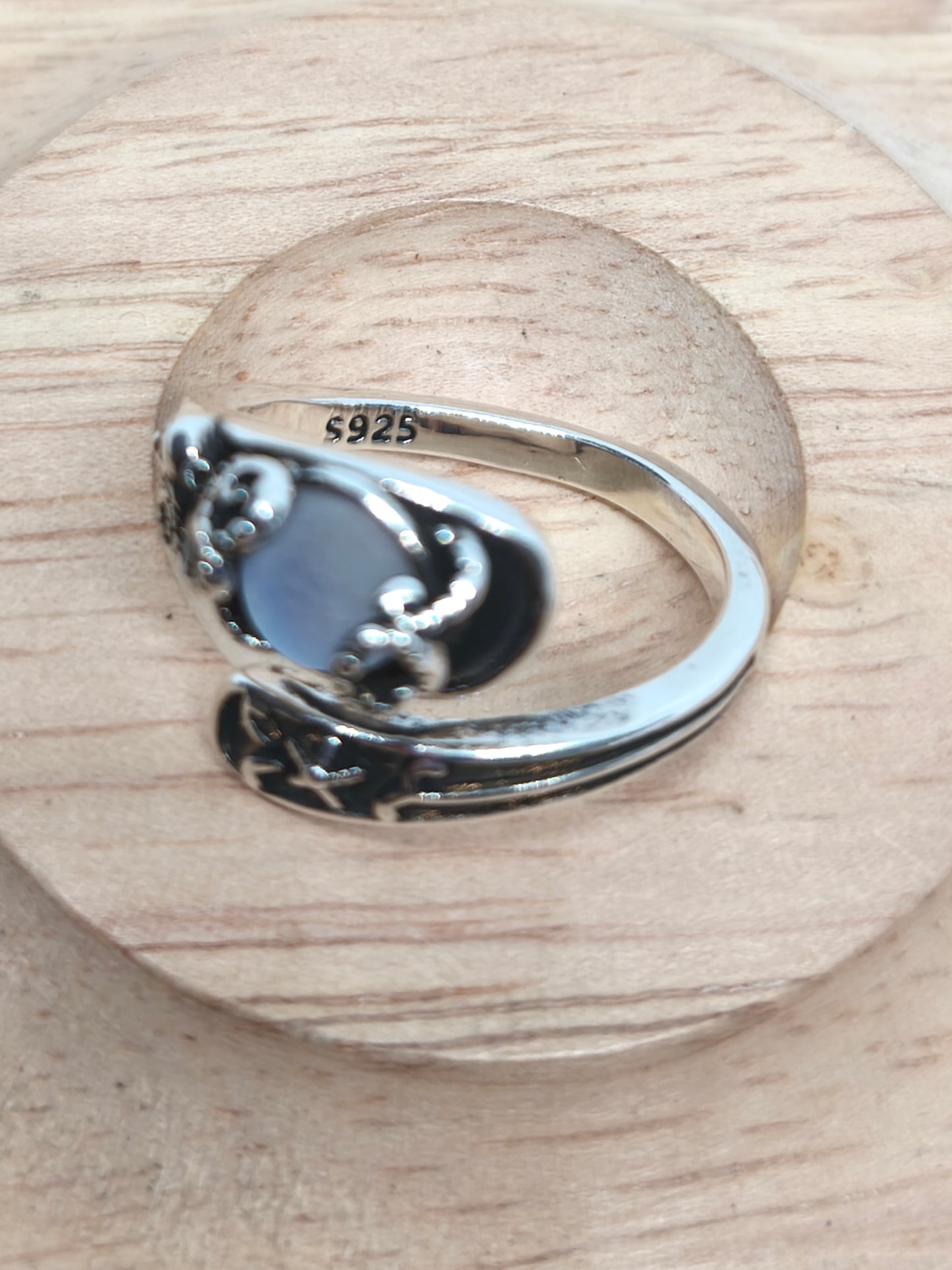 Bague cuillère en argent sterling et pierre de lune