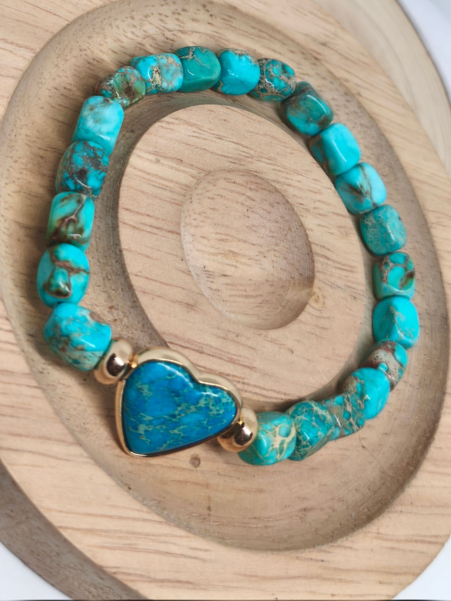 Bracelet en jaspe impérial turquoise 6mm