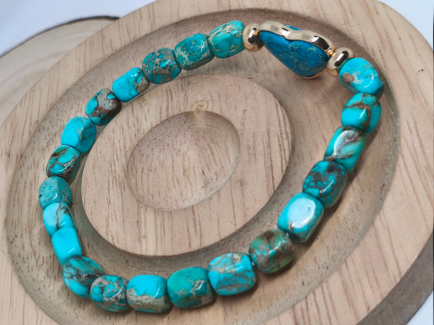 Bracelet en jaspe impérial turquoise 6mm