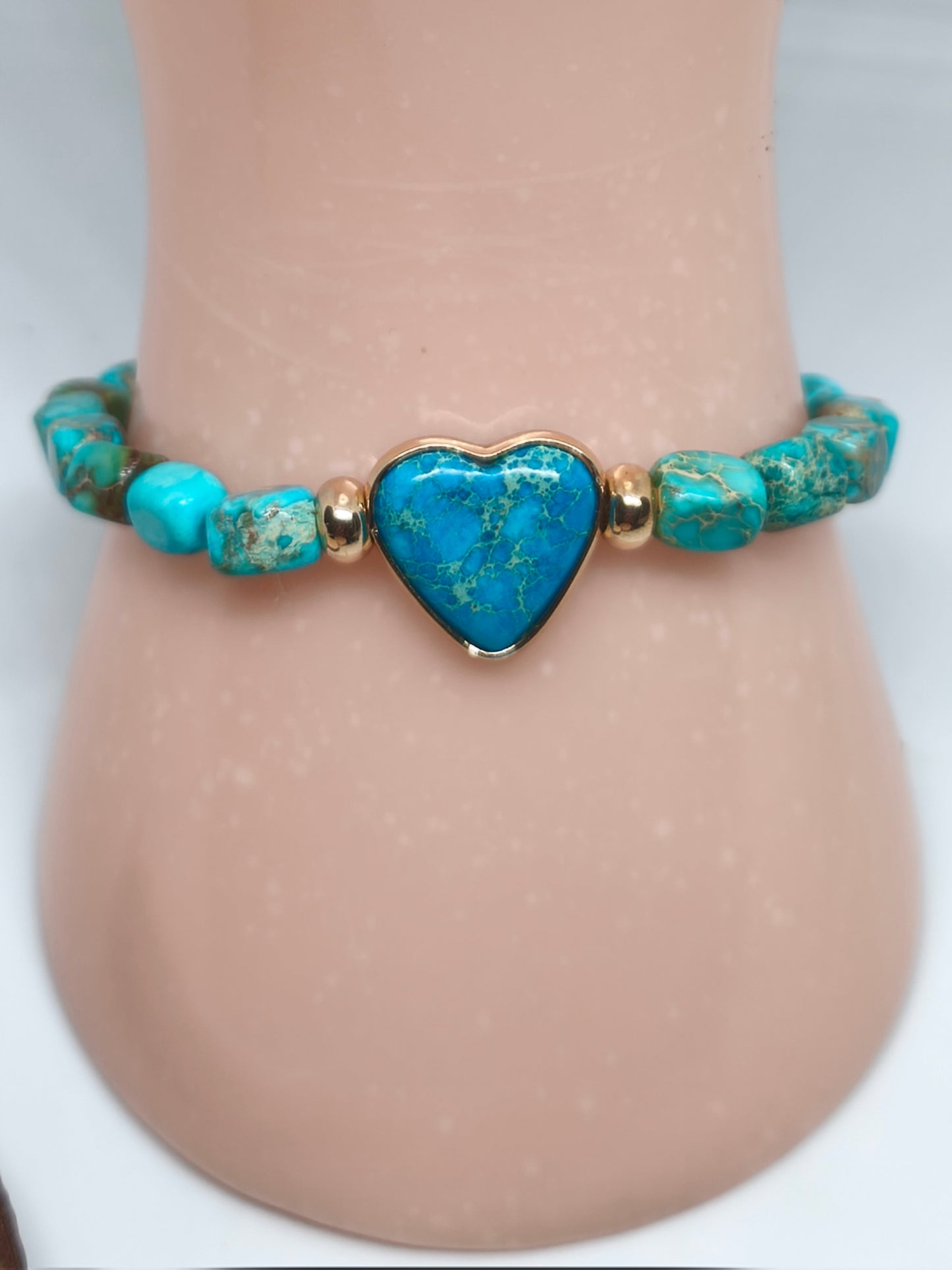 Bracelet en jaspe impérial turquoise 6mm