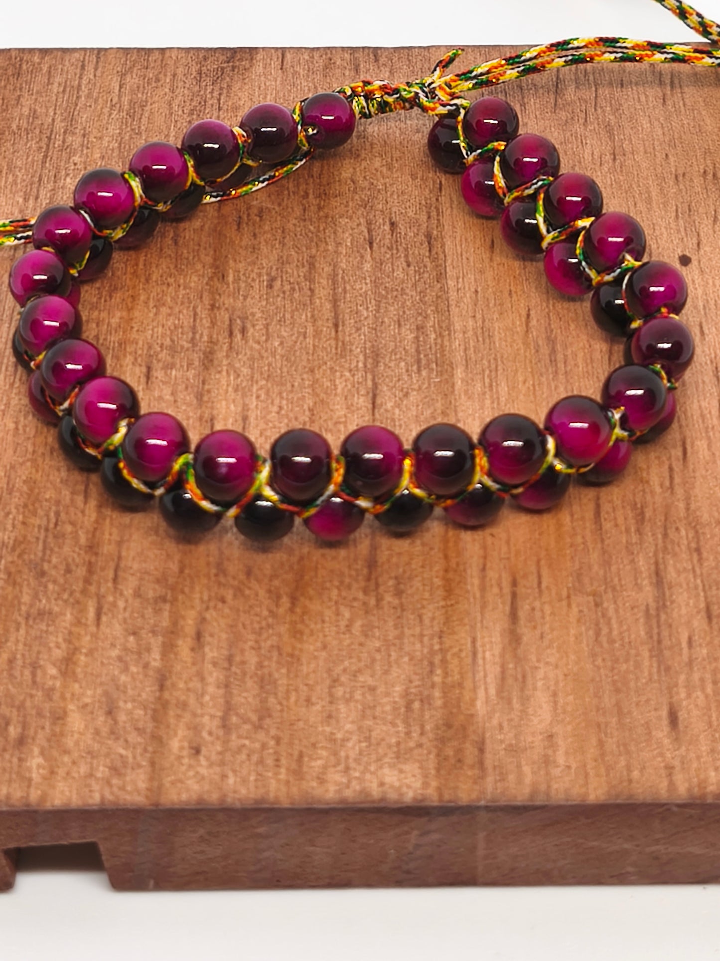 Bracelet double en oeil de tigre rose 6mm