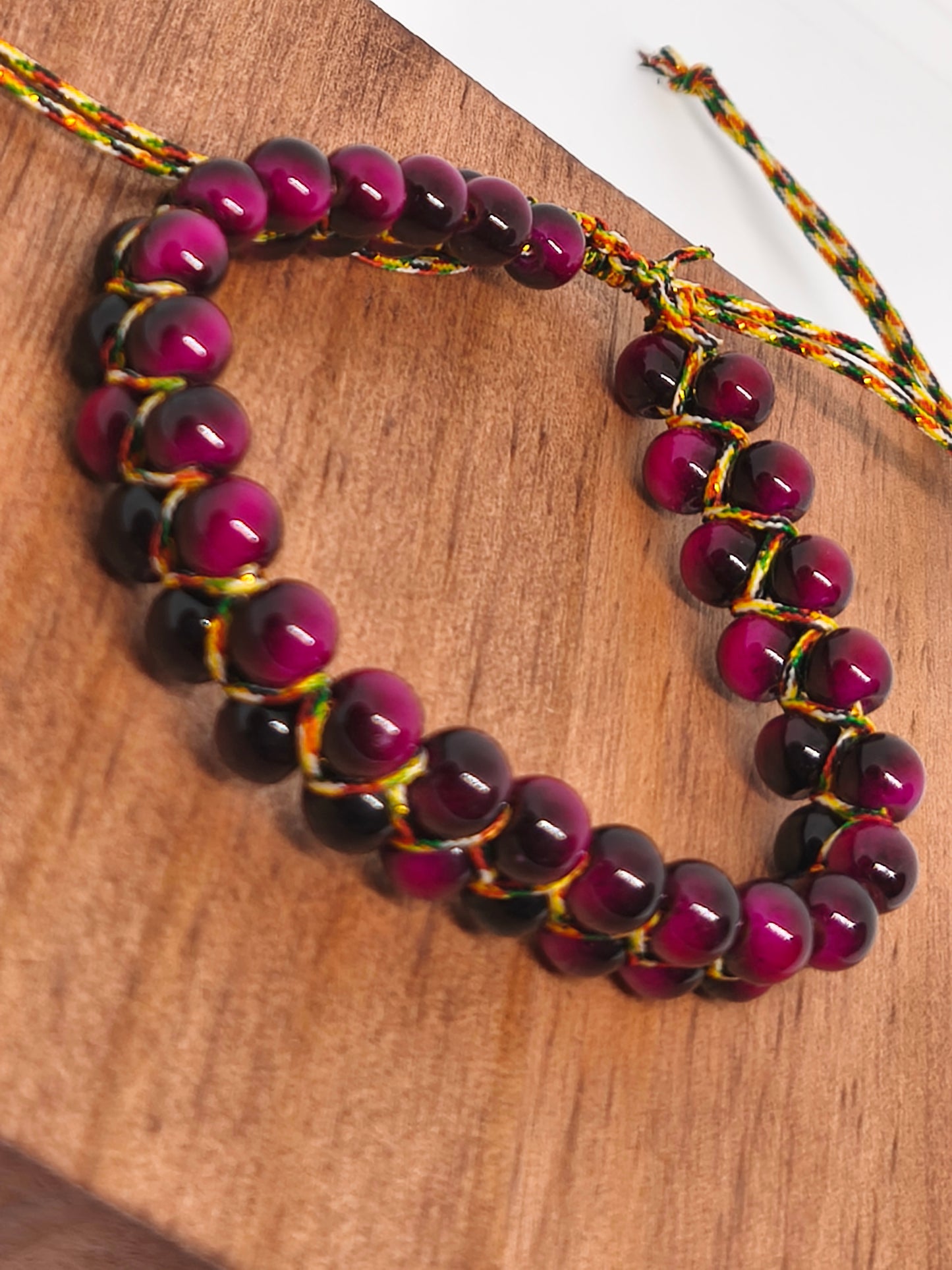 Bracelet double en oeil de tigre rose 6mm