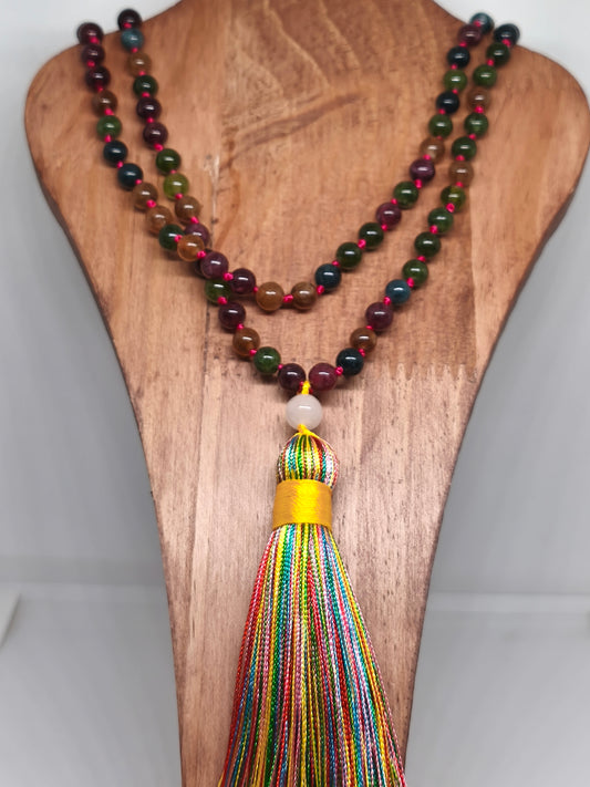 Collier Mala en  tourmaline multicolore 6mm
