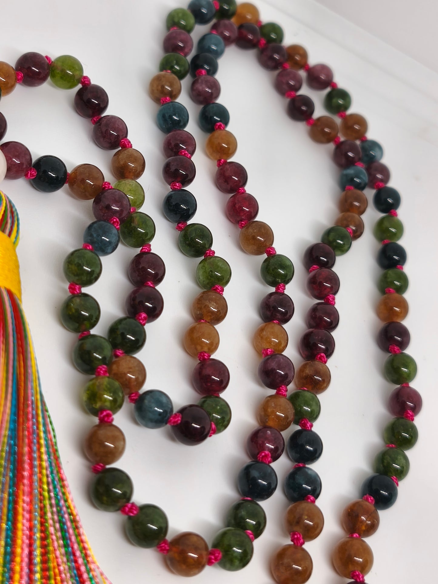 Collier Mala en  tourmaline multicolore 6mm