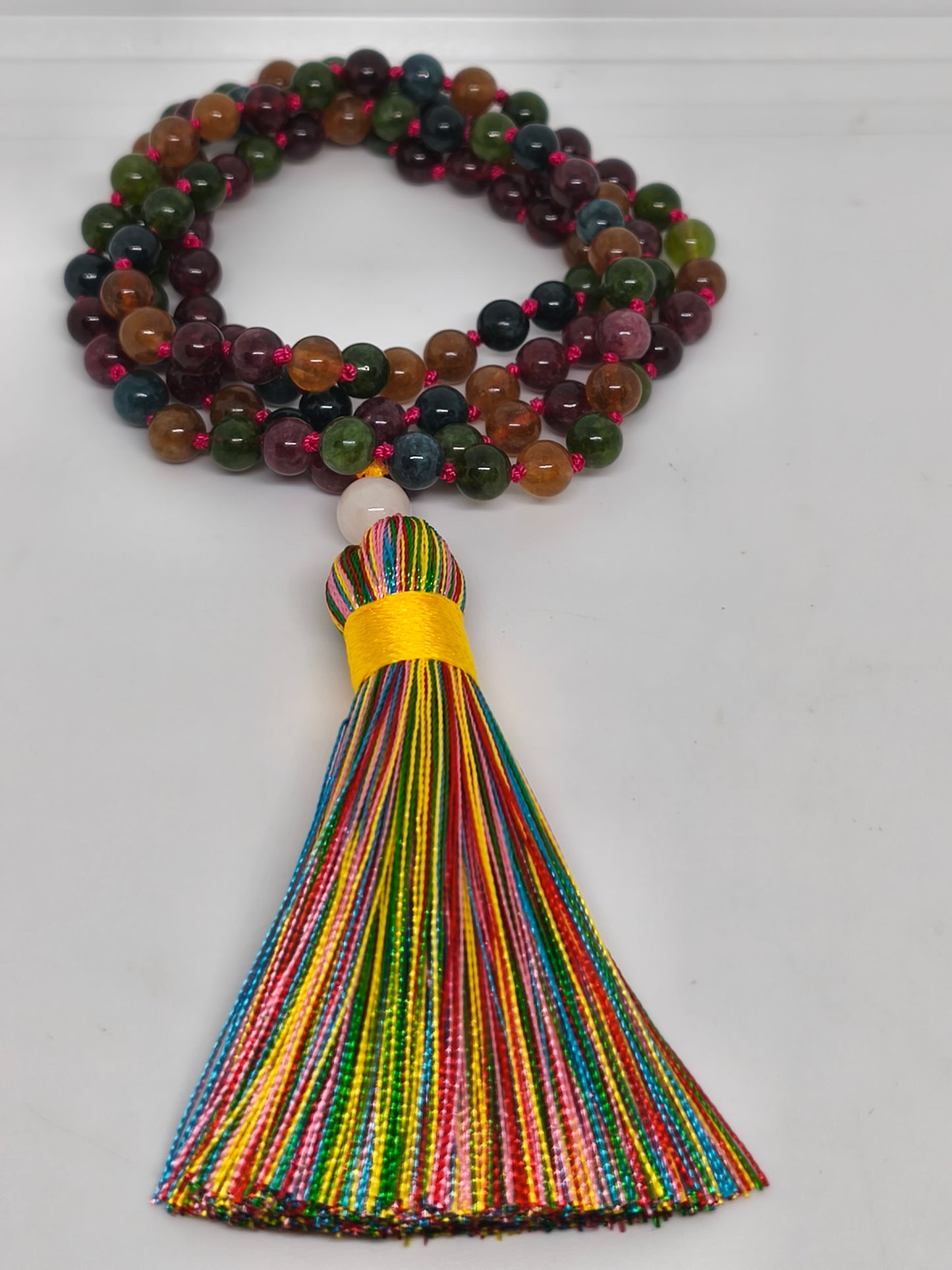 Collier Mala en  tourmaline multicolore 6mm