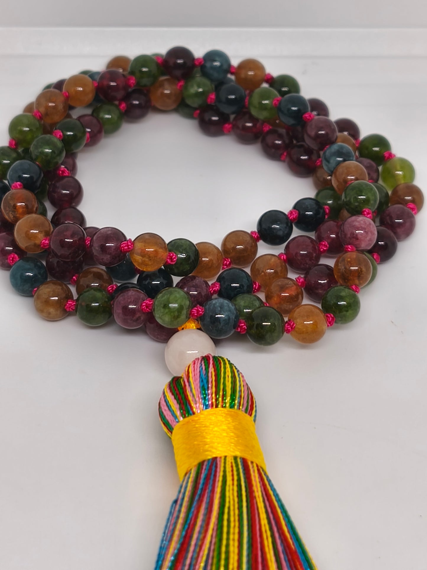 Collier Mala en  tourmaline multicolore 6mm