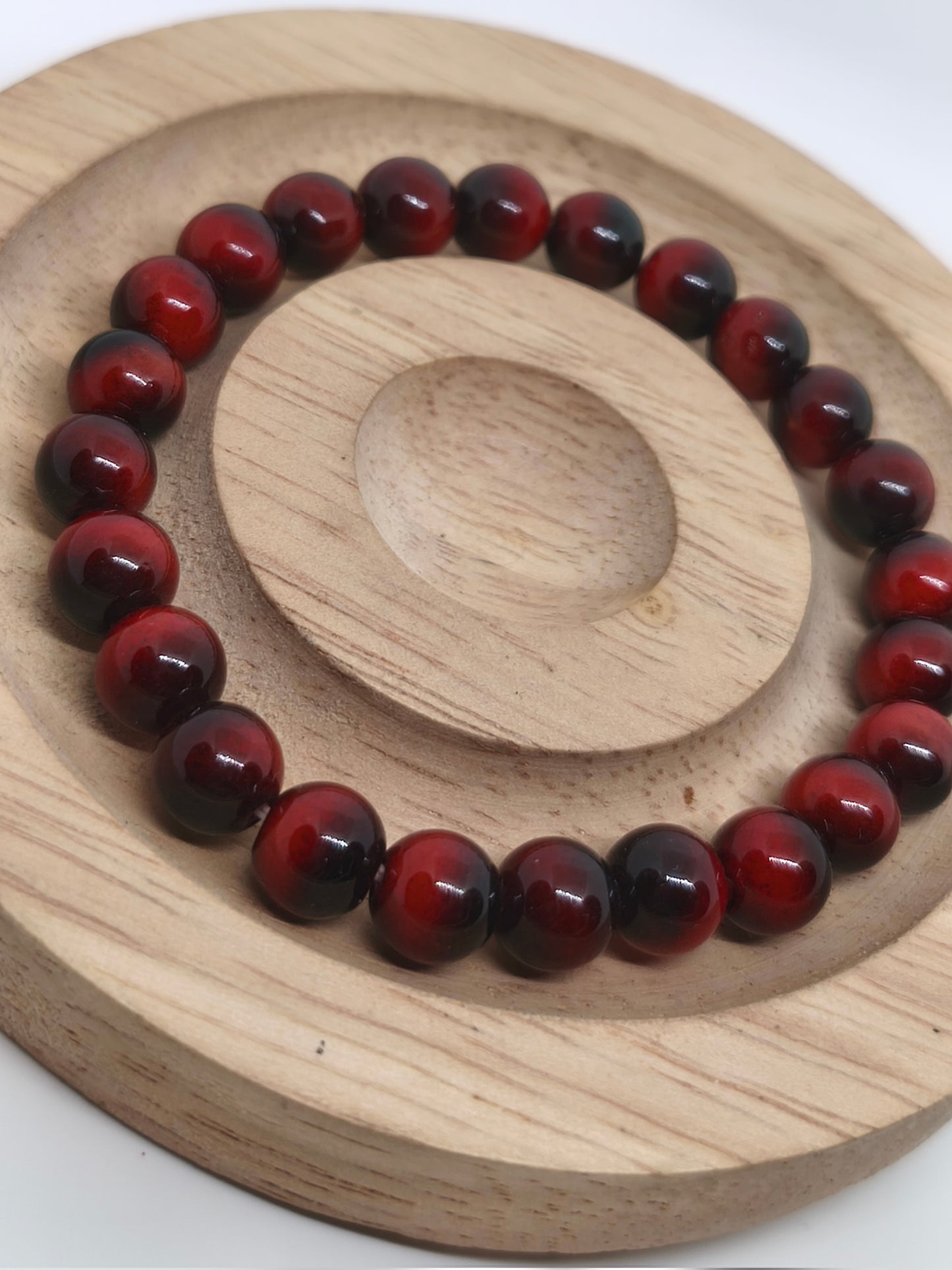 Bracelet en oeil de tigre rouge 8mm