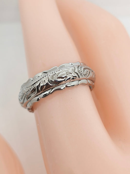 Bague anneau en acier inoxydable plaqué argent